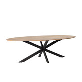 Nordic - Table de salle à manger - acacia - naturel - ovale - L 210cm - pied araignée - acier laqué