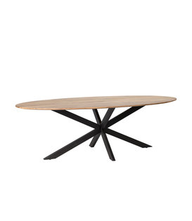 Nordic - Table de salle à manger - acacia - naturel - ovale - L 210cm - pied araignée - acier laqué