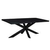 Black Omerta - Eettafel - mango - zwart - rechthoek - 180cm - stalen spiderpoot - zwart gecoat