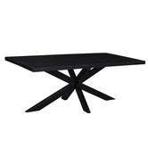 Black Omerta - Table de salle à manger - mangue - noir - rectangle - 180cm - pied araignée en acier - laqué noir