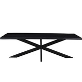 Black Omerta - Eettafel - mango - zwart - rechthoek - 220cm - stalen spiderpoot - zwart gecoat