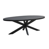 Black Omerta - Eettafel - mango - zwart - ovaal - 210cm - stalen spiderpoot - zwart gecoat