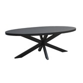 Black Omerta - Table de salle à manger - mangue - noir - ovale - 210cm - pied araignée en acier - laqué noir