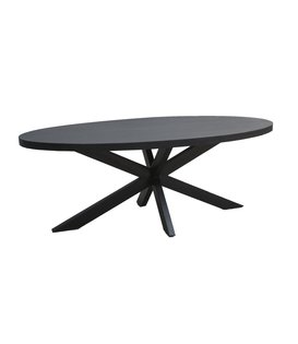 Black Omerta - Table de salle à manger - mangue - noir - ovale - 210cm - pied araignée en acier - laqué noir