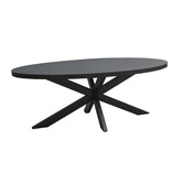 Black Omerta - Table de salle à manger - mangue - noir - ovale - 240cm - pied araignée en acier - laqué noir