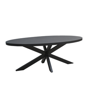 Black Omerta - Eettafel - mango - zwart - ovaal - 240cm - stalen spiderpoot - zwart gecoat