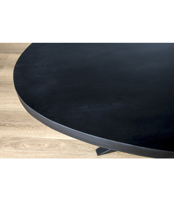 Duverger® Black Omerta - Table de salle à manger - mangue - noir - ovale - 240cm - pied araignée en acier - laqué noir