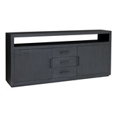 Black Omerta - Sideboard - Mango - schwarz - 2 Türen - 3 Schubladen - 1 Nische - Stahlrahmen - schwarz beschichtet