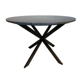 Marble - Table de salle à manger - 120cm - marbre - acier laqué - noir - ronde