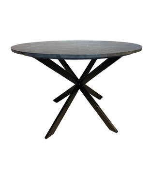 Marble - Table de salle à manger - 120cm - marbre - acier laqué - noir - ronde