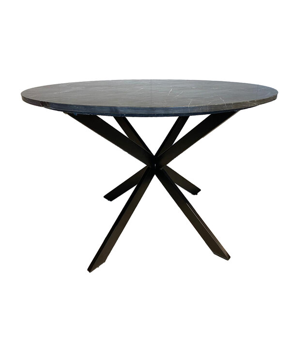 Duverger® Marble - Table de salle à manger - 120cm - marbre - acier laqué - noir - ronde