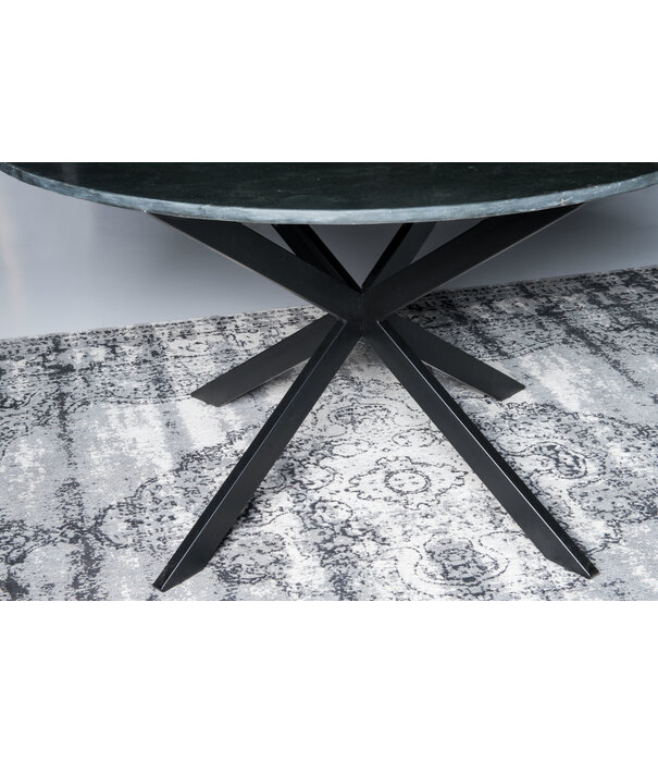 Duverger® Marble - Table de salle à manger - 120cm - marbre - acier laqué - noir - ronde