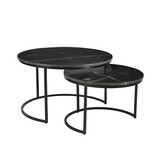 Marble - Tables d'appoint - set of 2 - rond - marbre - acier laqué - noir