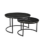 Marble - Tables d'appoint - set of 2 - rond - marbre - acier laqué - noir