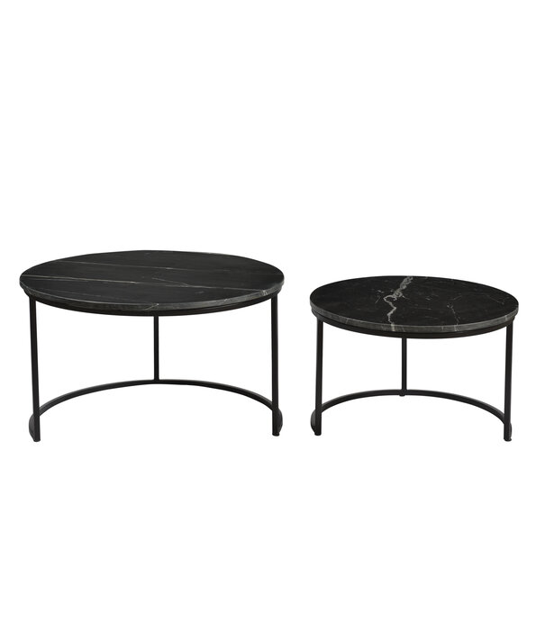 Duverger® Marble - Tables d'appoint - set of 2 - rond - marbre - acier laqué - noir