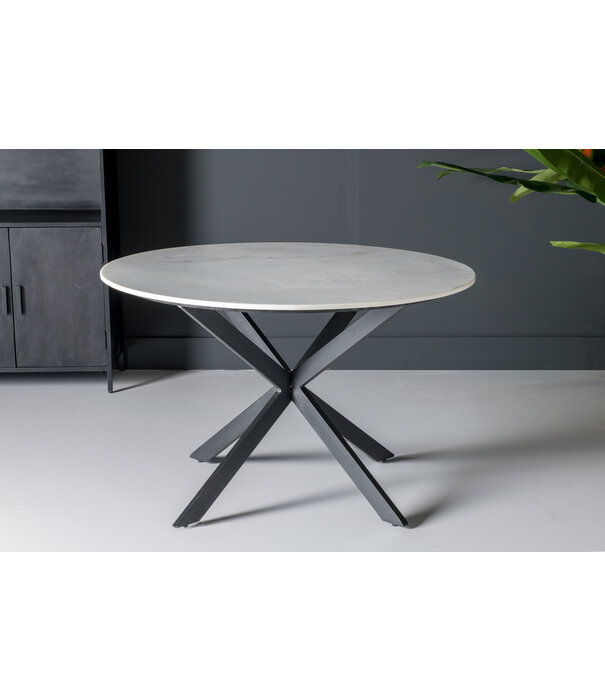 Duverger® Marble - Eettafel - 120cm - marmer - gecoat staal - wit - zwart - rond