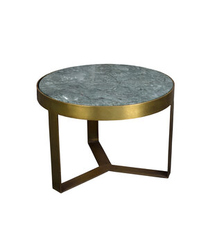 Marble - Bijzettafel - 50cm - marmer - gecoat staal - groen - goud - rond