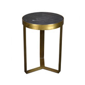 Marble - Table d'appoint - 40cm - marbre - acier laqué - noir - or - rond