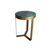 Marble - Table d'appoint - 40cm - marbre - acier laqué - vert - or - rond