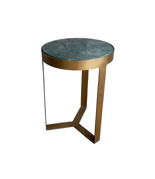 Marble - Table d'appoint - 40cm - marbre - acier laqué - vert - or - rond