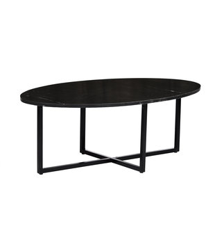 Marble - Table basse - 100cm - marbre - acier laqué - noir - ovale