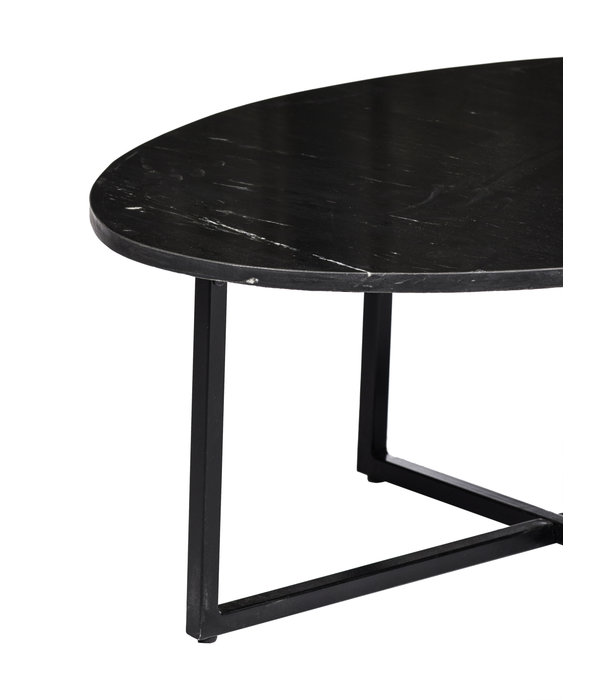 Duverger® Marble - Table basse - 100cm - marbre - acier laqué - noir - ovale