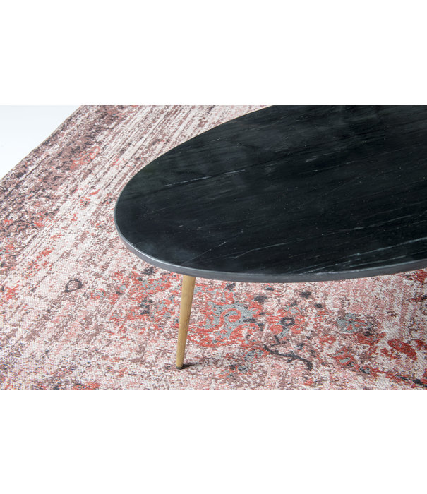 Duverger® Marble - Salontafel - 70cm - marmer - gecoat staal - zwart - ovaal