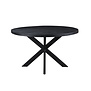 Black Omerta - Eettafel - mango - zwart - rond - dia 150cm - stalen spider - zwart gecoat