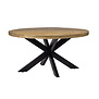 Robust - Table de repas - 150cm - bois de manguier naturel - acier laqué noir - araignée - ronde