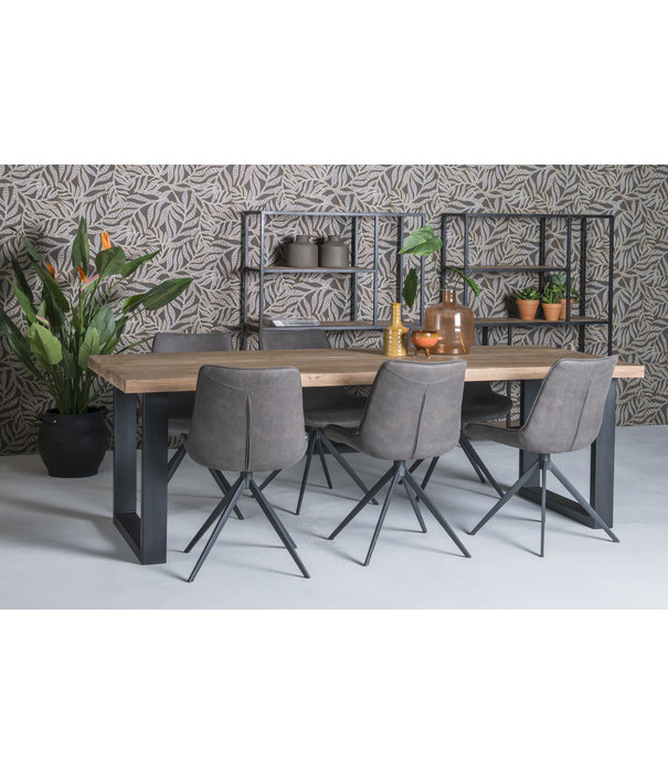Duverger® Omerta - Table de salle à manger - rectangulaire - 160cm - mangue - naturel - pied en U en acier - laqué noir