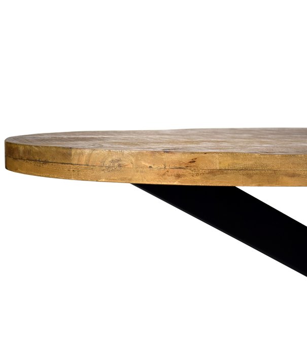 Duverger® Robust - Eettafel - 180cm - mangohout naturel - zwart gecoat staal - ovaal