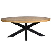 Robust - Eettafel - 210cm - mangohout naturel - zwart gecoat staal - ovaal