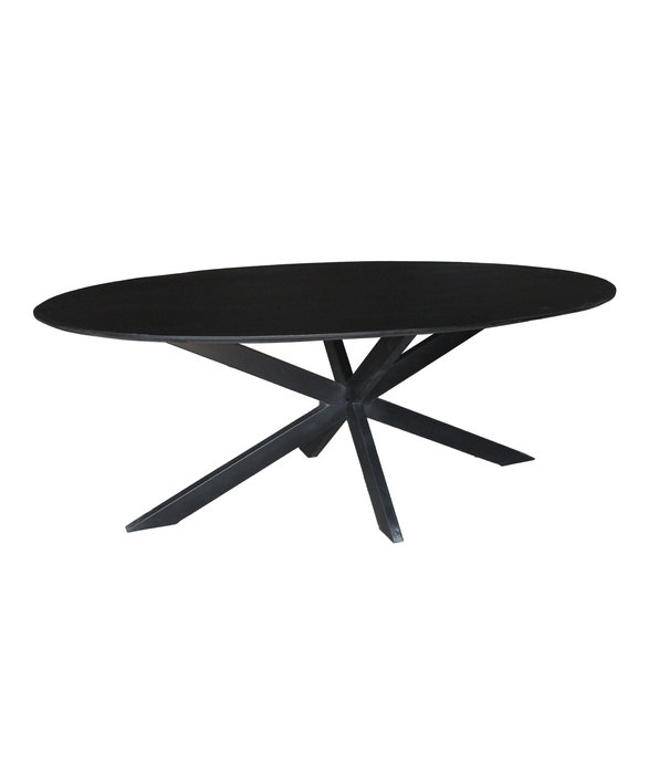 Duverger® Nordic - Eettafel - acacia - zwart - 240cm - ovaal - spiderpoot - gecoat staal