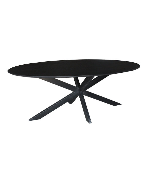 Duverger® Nordic - Table de salle à manger - acacia - noir - 240cm - ovale - pied araignée - acier laqué