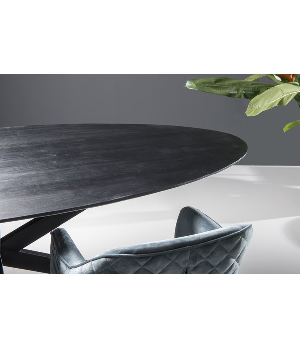 Duverger® Nordic - Table de salle à manger - acacia - noir - 240cm - ovale - pied araignée - acier laqué