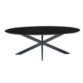 Nordic - Table de salle à manger - acacia - noir - 210cm - ovale - pied araignée - acier laqué