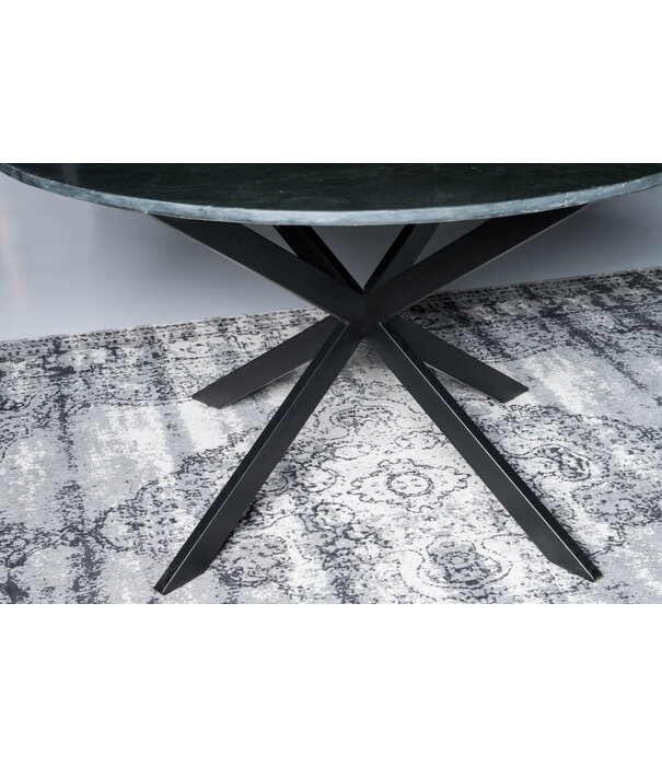 Duverger® Marble - Table de salle à manger - 110cm - marbre - acier laqué - noir - ronde