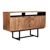 Tropical - Sideboard - 150cm - 2 Türen - 3 Schubladen - 1 Nische - Mangoholz - Stahl