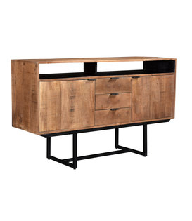 Tropical - Sideboard - 150cm - 2 Türen - 3 Schubladen - 1 Nische - Mangoholz - Stahl