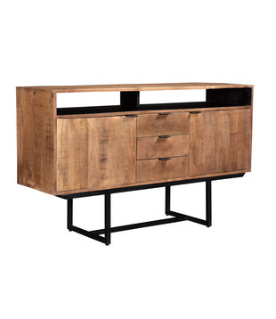 Tropical - Sideboard - 150cm - 2 Türen - 3 Schubladen - 1 Nische - Mangoholz - Stahl