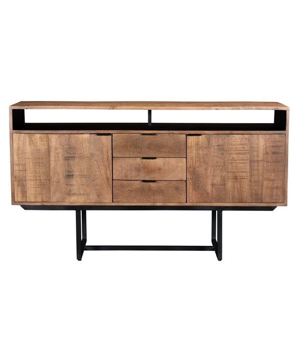 Duverger® Tropical - Sideboard - 150cm - 2 Türen - 3 Schubladen - 1 Nische - Mangoholz - Stahl