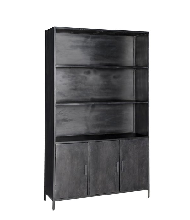 Duverger® Black Omerta - Bibliotheek - mango - zwart - 3 deuren - 3 leggers - stalen frame - zwart gecoat