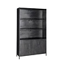 Black Omerta - Bibliotheek - mango - zwart - 3 deuren - 3 leggers - stalen frame - zwart gecoat