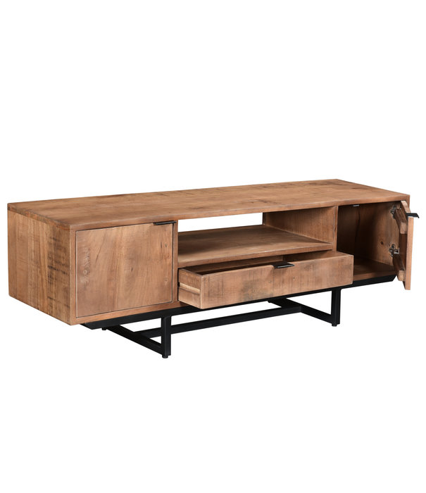Duverger® Tropical - TV-meubel - 150cm - 2 deuren - 1 lade - 1 nis - mangohout - staal