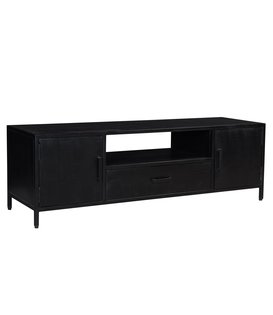 Black Omerta - TV-Schrank - 180cm - Mango - schwarz - 2 Türen - 1 Schublade - 1 Nische - Stahlrahmen