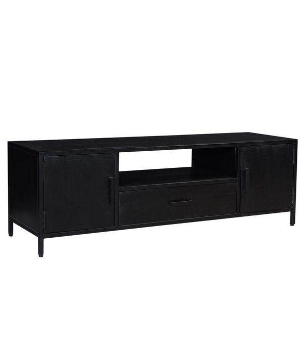 Duverger® Black Omerta - TV-Schrank - 180cm - Mango - schwarz - 2 Türen - 1 Schublade - 1 Nische - Stahlrahmen