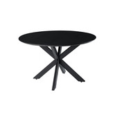 Nordic - Table de salle à manger - acacia - noir - ronde - dia 120cm - pied araignée - acier laqué