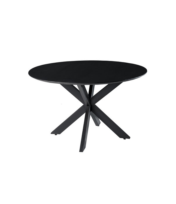 Duverger® Nordic - Table de salle à manger - acacia - noir - ronde - dia 120cm - pied araignée - acier laqué