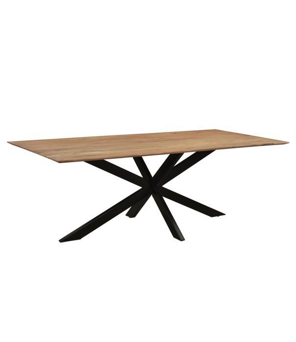 Duverger® Nordic - Table de salle à manger - acacia - naturel - 220cm - rectangulaire - pied araignée - acier laqué