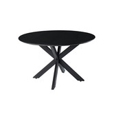 Nordic - Eettafel - acacia - zwart - rond - dia 130cm - spider poot - gecoat staal